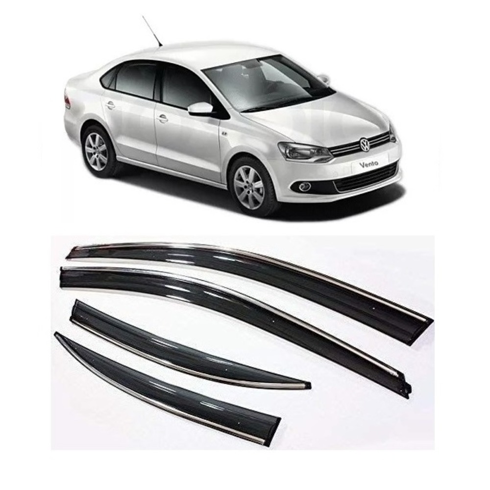 rain window door visor wind deflectors and sunshield protectors For Vento - black